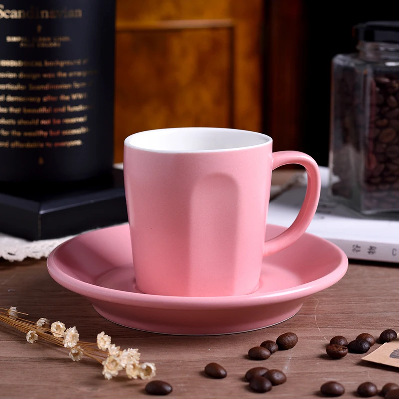 Romantic Pink Дизайн, лаконичный стиль, кофейня для латте, кофейня, чашка, блюдце, набор, бытовая чайная кружка, тассе, кафе, Tazas Desayuno - Цвет: Romantic Pink