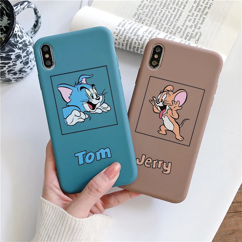 

Tom Jerry for case iPhone X XR XS MAX 6 6S 7 8 Plus cartoon Cat Mouse soft matte silicone protection mobile phone pouch case 6 s