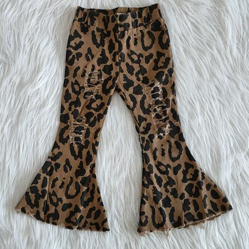 

Toddler Cheetah Kids Jeans for Girls Jeans Casual Leopard Bell Bottom Baby Girls Jeans Pants Children Clothes
