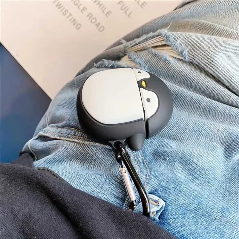 Симпатичные Пингвин беспроводные bluetooth наушники чехол для Apple Airpods силиконовые наушники Чехлы для Airpods 2 защитный чехол