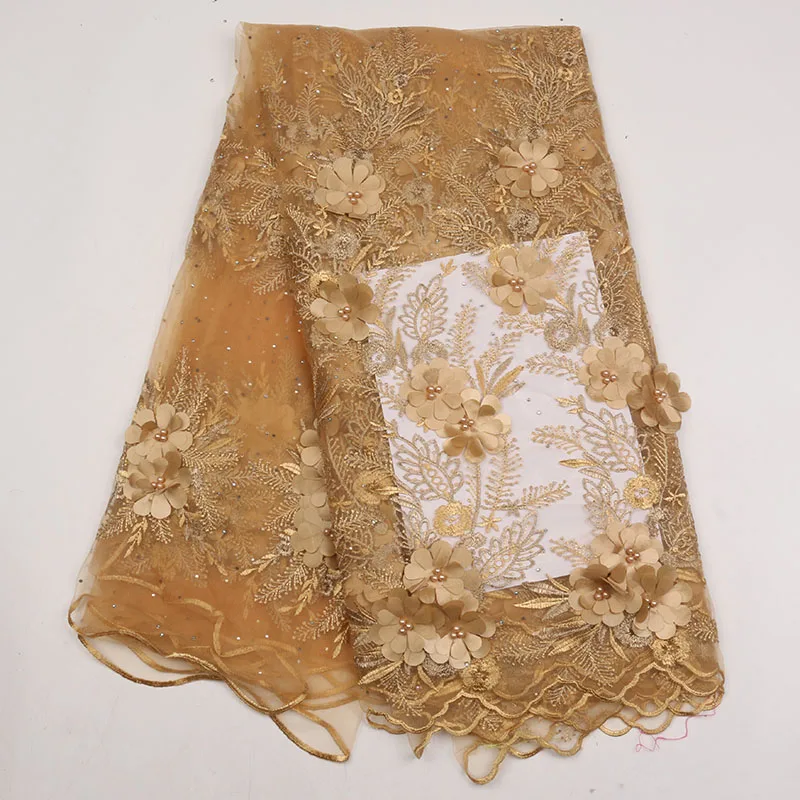 Горячая 3D аппликация цветок жемчуг Африка кружевная ткань ручной работы разноцветный Тюль красивый модный тюль для рождественского платья AMY1749B