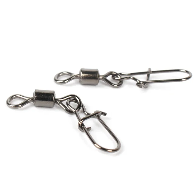 30pcs/lot Fishing Connector Swivels Interlock Pin Snap Rolling Swivel Stainless Steel Snap Fishhook Lure Fishing Accessories 4