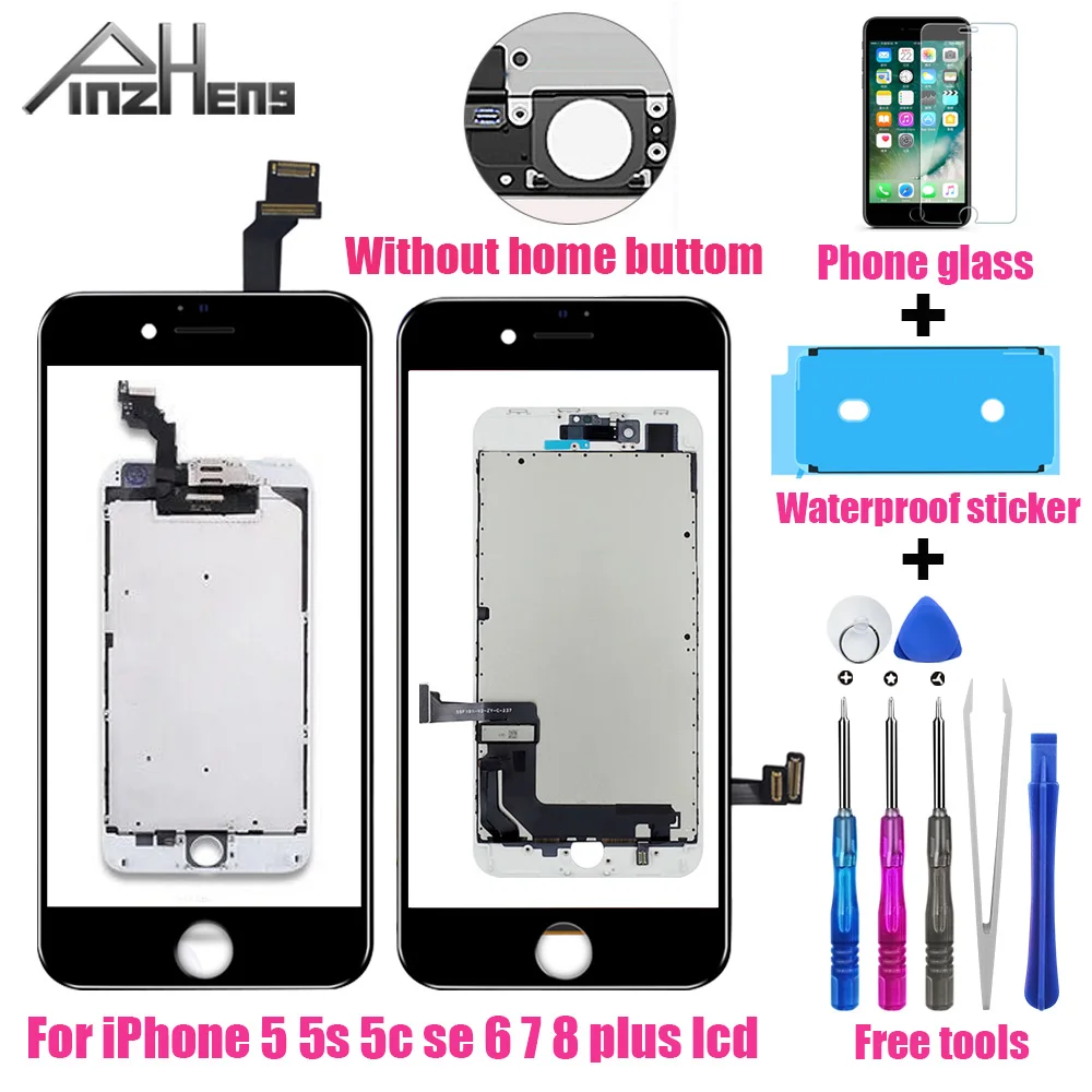 

PINZHENG Screen LCD For iPhone 5 5S 5C 5S 6 6S 7 8 Plus Display Full Assembly Digitizer No Dead Pixel 3D Touch Mobile Phone LCD