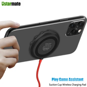 

Qi Wireless Charger Suction Cup Adsorption Charger Play Game for iPhone 11 Xs X Samsung S20 10W Fast Wireless Charging Pad Mini