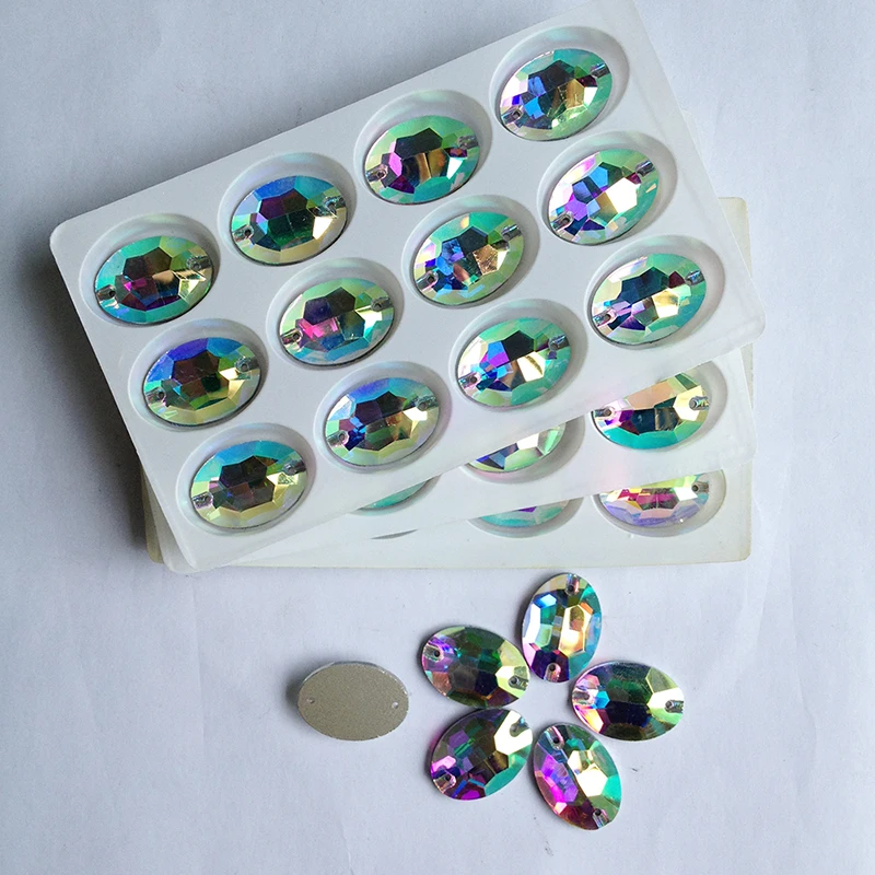 7x10mm 360pcs Sew On Crystal Rhinestones Flatback Glass Buttons 2 holes Crystal Stones