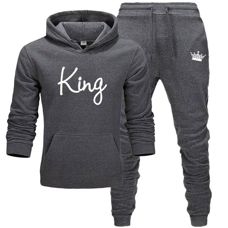 

2020 Men's Sets king letter print hoodies+Pants Harajuku wholesale Sport Suits Casual Sweatshirts Tracksuit Sportswear