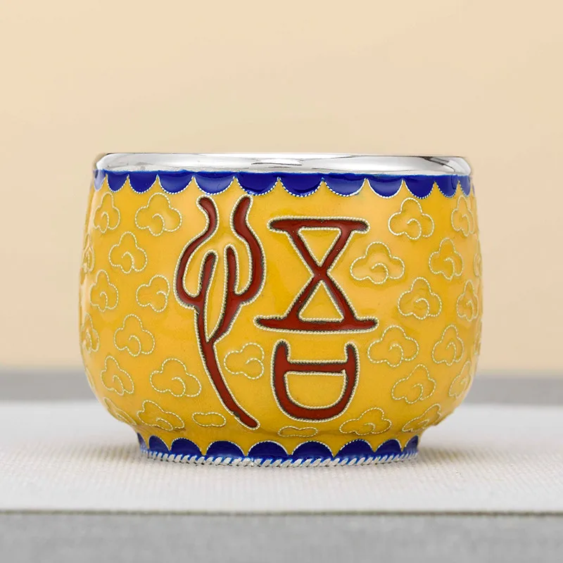 Silver tea cup sterling silver S999 handmade cloisonne Chinese palace style household | Дом и - Цена: 32 615,11 - 45 336,96 руб.