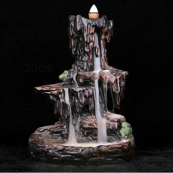 

zen Backflow Incense Burner give 20Pcs Incense Cones High Mountain Waterfall Home Officer Decor Incense Holder Ornament