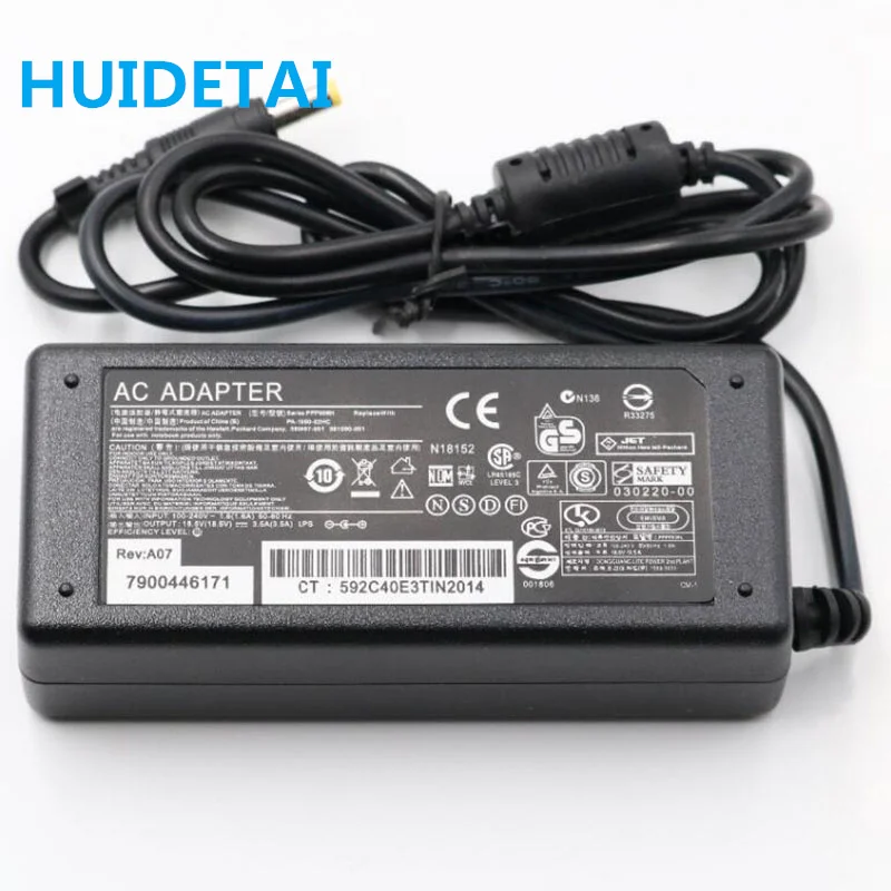 

18.5V 3.5A 65W AC Adapter Charger for Compaq V1000 V2000 V2100 V2600 V3000 V3100 V3120 V3200 V3300 V3500 Laptop with Power Cable
