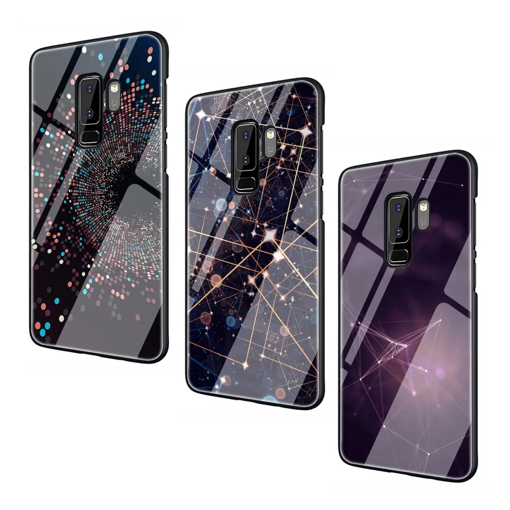 Удивительные обои закаленное Стекло TPU черный чехол для Galaxy S7 Edge S8 S9 плюс S10 Note 8, 9, 10, A10 20 30 40 50 60 70