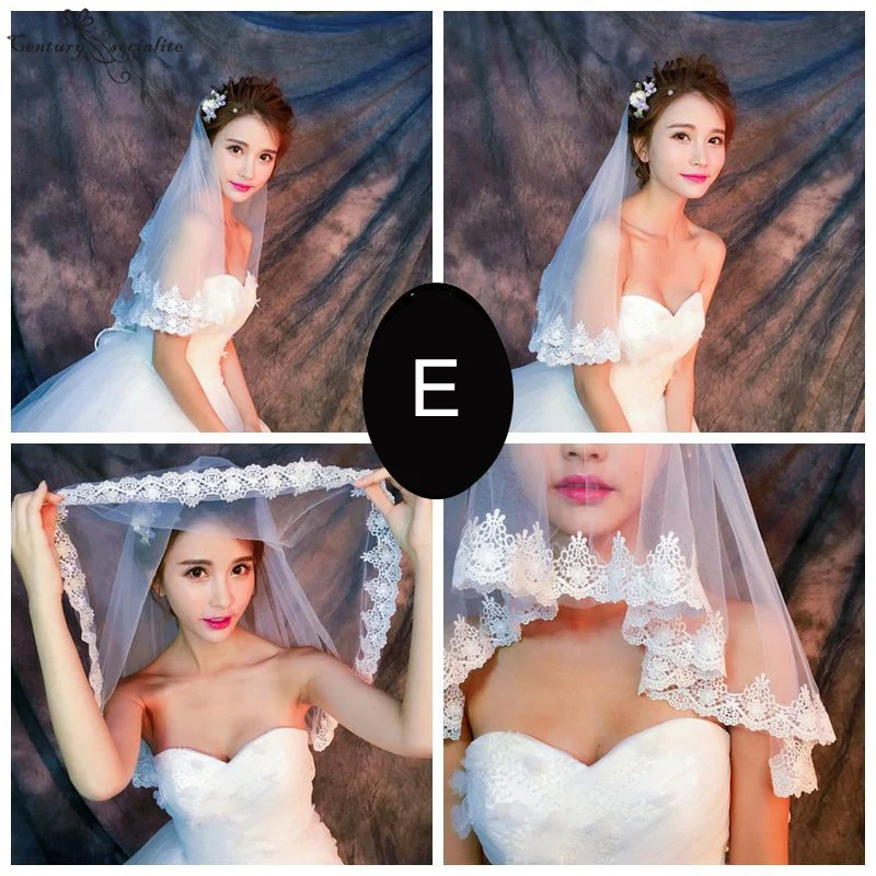 Ivory-Style E Два слоя Короткая Фата с расческой 1,5 м цвета слоновой кости свадебное платье свадебные аксессуары, фата свадебная фата вуаль де-Мари - Цвет: Ivory-Style E