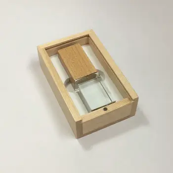 

60pcs 32GB crystal with bamboo box with logo DHL