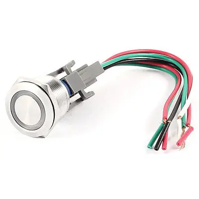 

Flat Head DPST 22mm DC 24V Blue Indicator Lamp Metal Locking Push Button Switch