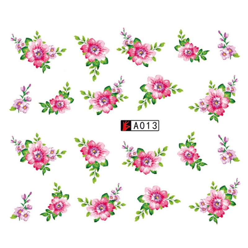 GAM-BELLE 1 лист DIY цветок слайдер переводная наклейка для ногтей розовый цветок розы Переводные картинки для женщин Красота Макияж Обертывания Декор для ногтей - Цвет: A013