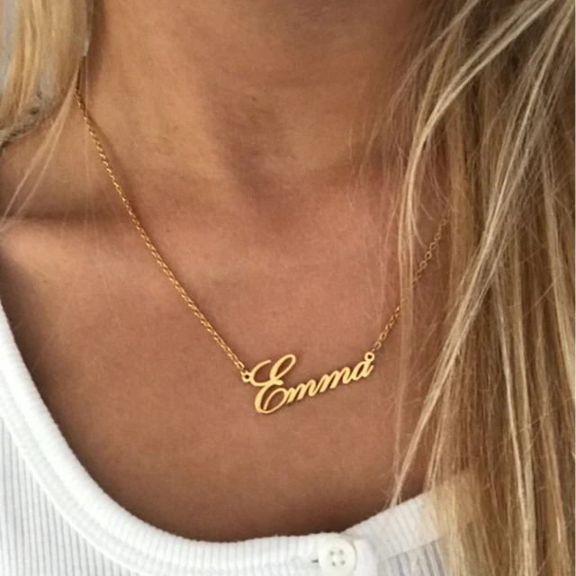 Atoztide Customized Fashion Stainless Steel Name Necklace Personalized Letter Gold Choker Necklace Pendant Nameplate Gift 6