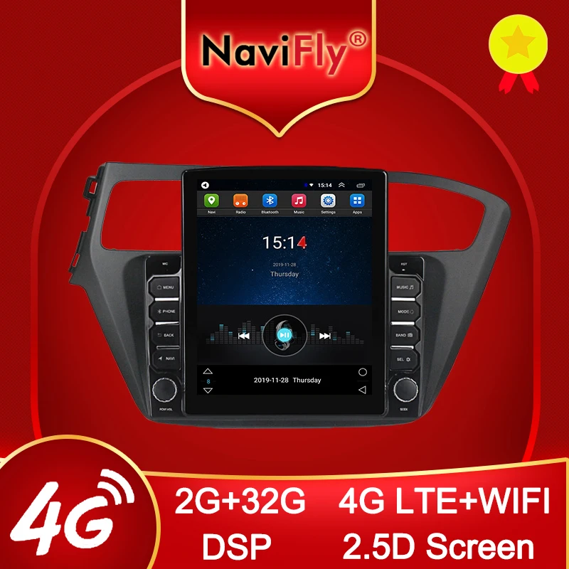 Tesla Style 4 ядра 32G ROM автомобильное радио Android для Hyundai I20 2018-2019 Carplay BT DSP Мультимедиа