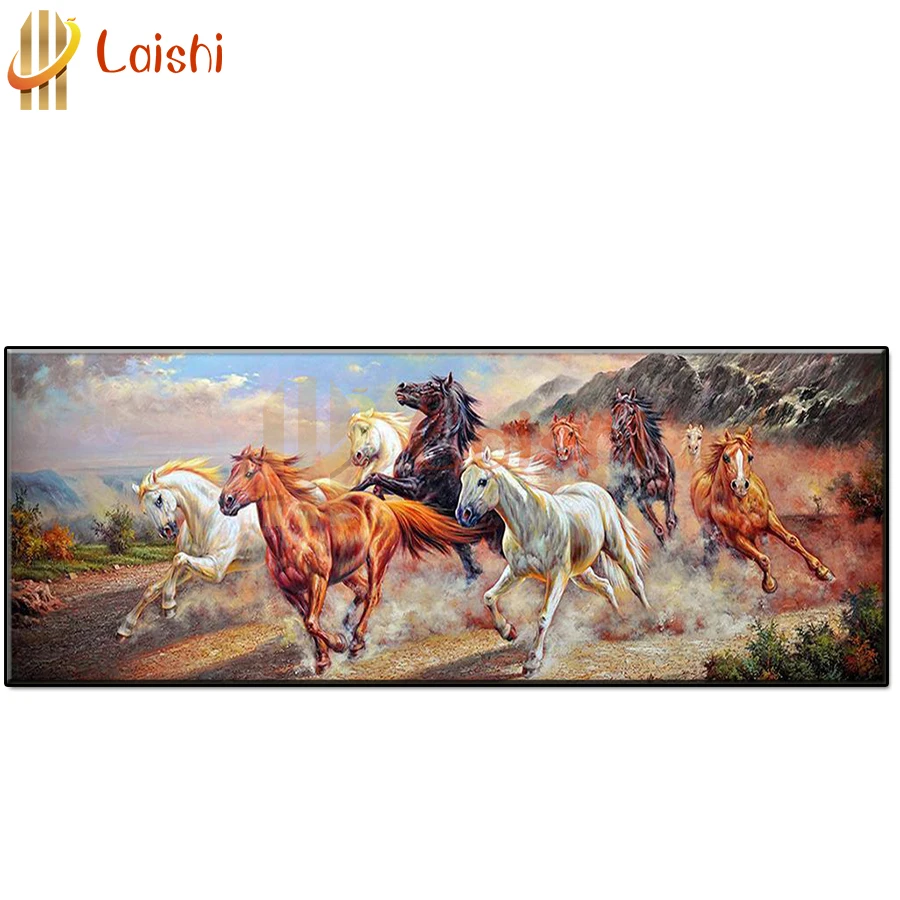 Алмазная вышивка скачущие лошади полноразмерная картина из квадратных/круглых