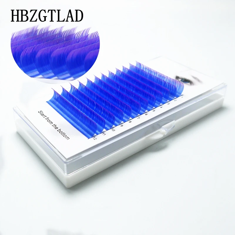 Накладные ресницы HBZGTLAD C/D 0 07/0 1 мм 8 15 синие + фиолетовые цветные индивидуальные