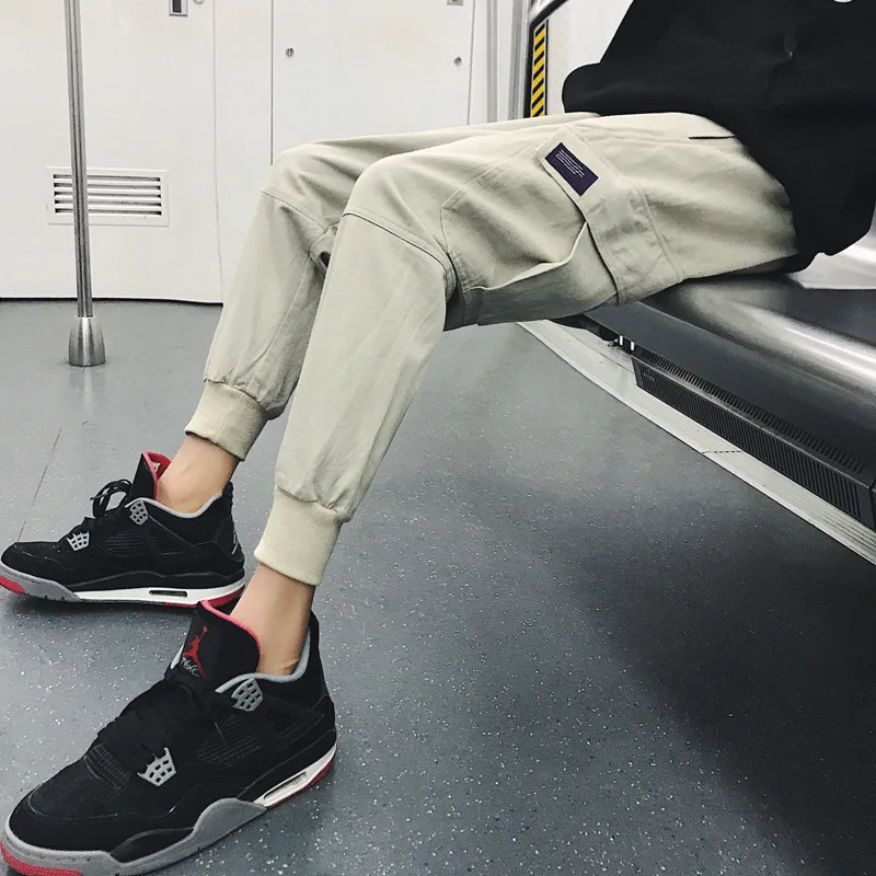 

2018 Spring And Summer New Style Trend Side Edge Pocket Slim Ankle Banded Pants Men Trend Harem Pants Teenager Pants