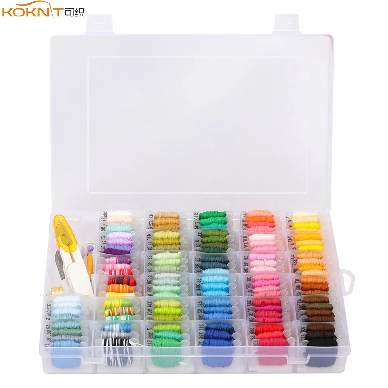 

108pcs Embroidery Floss Thread Kits with Organizer Storage Box Finished Winding Floss Bobbins DIY Friendship Bracelets Tools