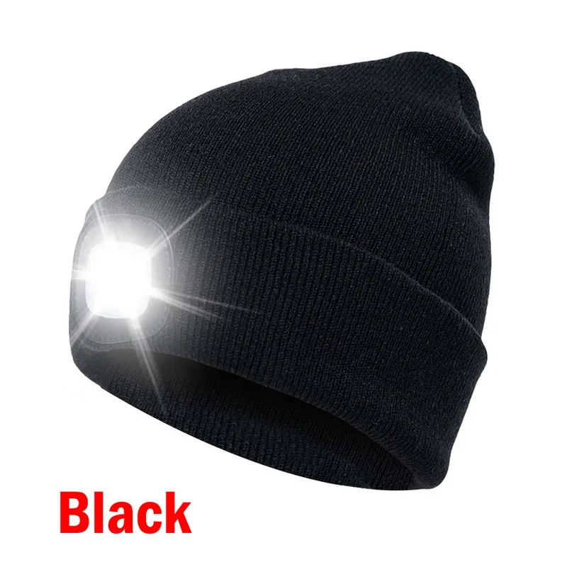 Модный зимний утеплитель унисекс, вязаная шапка, кнопка, аккумулятор, светодиодный головной убор, горячий светодиодный прожектор, легкая шляпа Светодиодный свет, фары