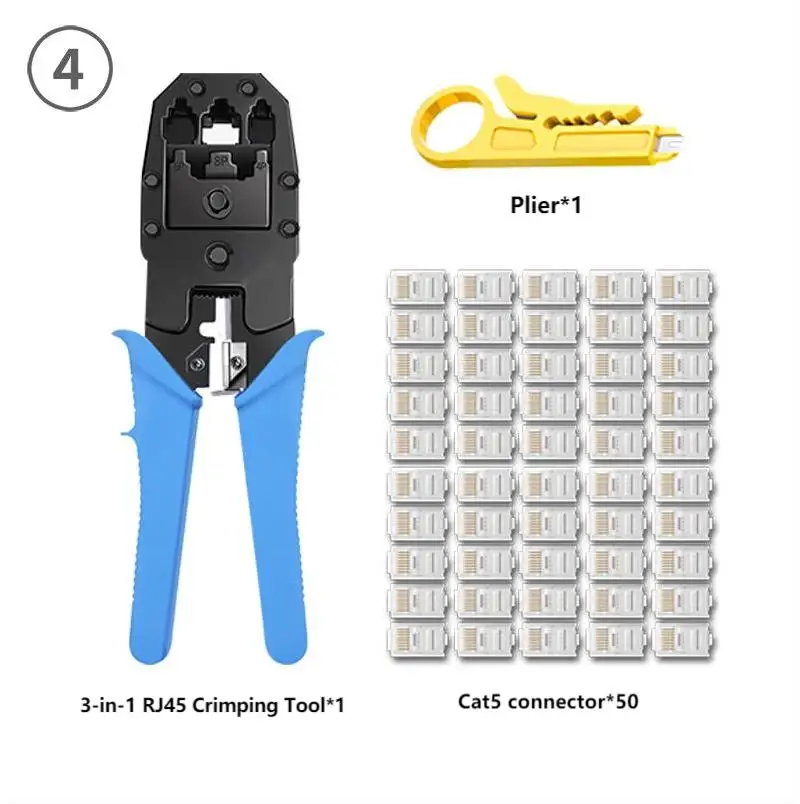 RJ45 Crimping Tool Stripper Plier Cutter Cat5e Connector Lan Cable Tester for Cat5 Cat6a Cat7