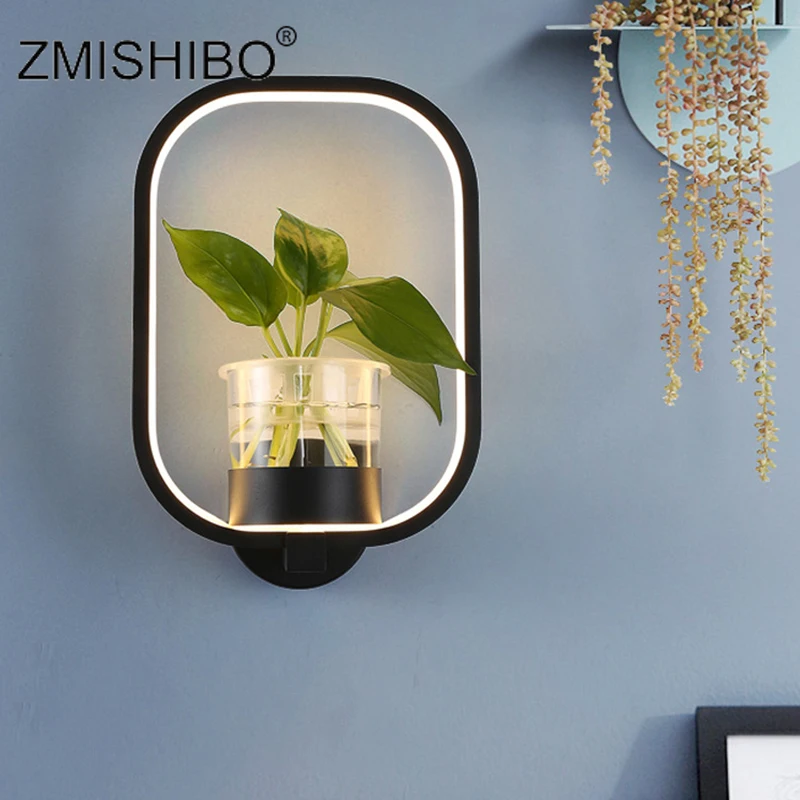 ZMISHIBO горшок для растений настенный светильник 18 Вт Декор Гостиная Спальня 220 В украшение дома круглый черный белый железобетон 3000K 4000K 6000K