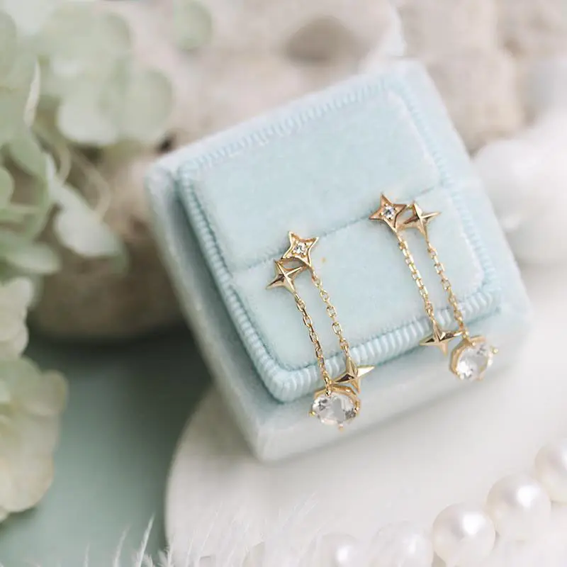 

High-end designer original craft six-pointed star tassel earrings retro light luxury elegant charm women's silver jewelry
