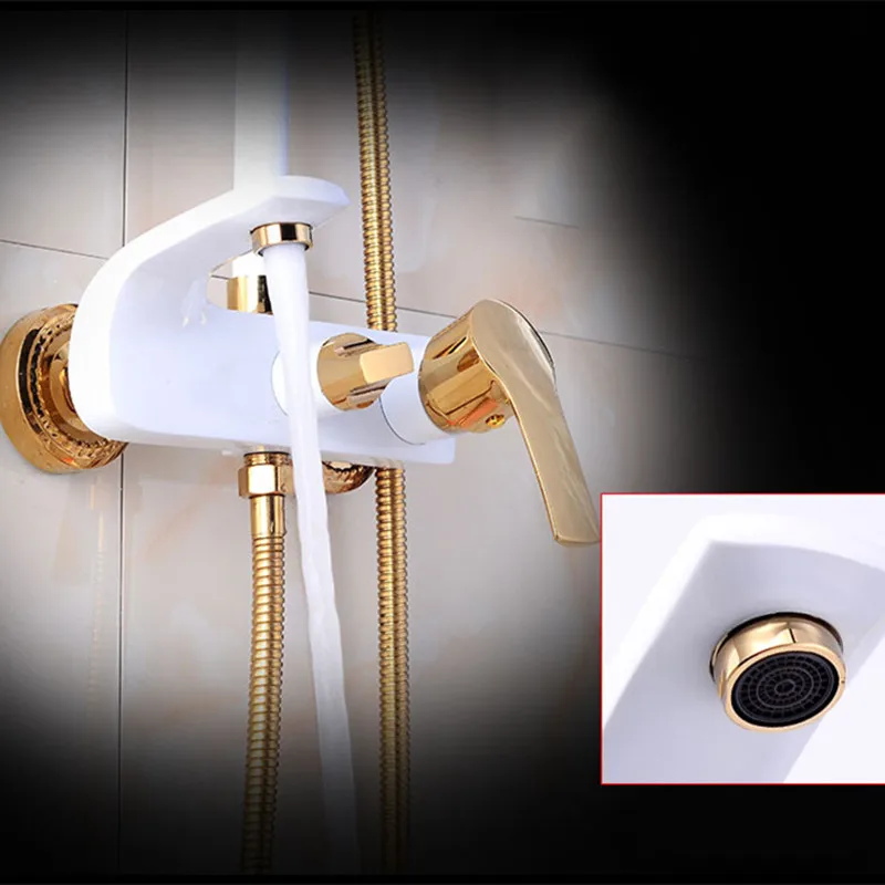 Bathroom Shower System, White Gold Bathroom Shower Mixer Set Rainfall Shower  Head Multifunction Brass Bathroom Shower Set Faucet - Shower System -  AliExpress