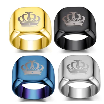 

2020 HOT New Titanium steel crown ring Crystal from Swarovskis Fine Jewelry Simple 4 Colors Fit Men For Party