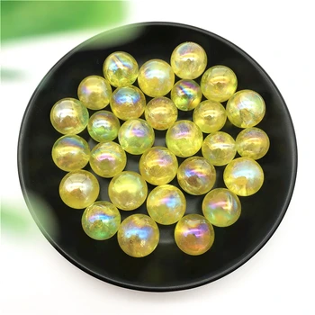 

1PC 16-19mm Yellow Titanium Aura Electroplating Quartz Crystal Sphere Balls Healing Natural Stones and Minerals