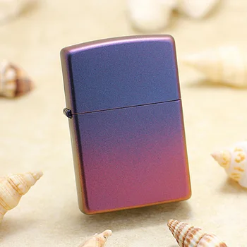 

Genuine Zippo oil lighter copper windproof Red blue gradient cigarette Kerosene lighters Gift With anti-counterfeiting code