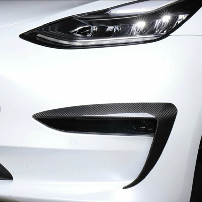 2 шт. фар защитные рамки набор для Tesla модель 3 ABS углеродное волокно черный
