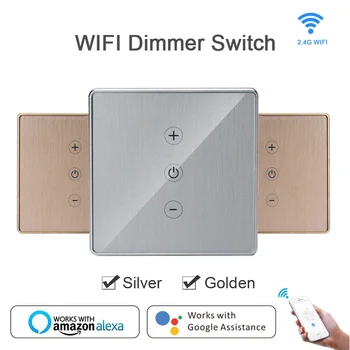 

EU Gold/Silver Led Dimmer Smart Wifi Switch Touch Control Stepless Dimmer With Amazon Alexa Google Assistant
