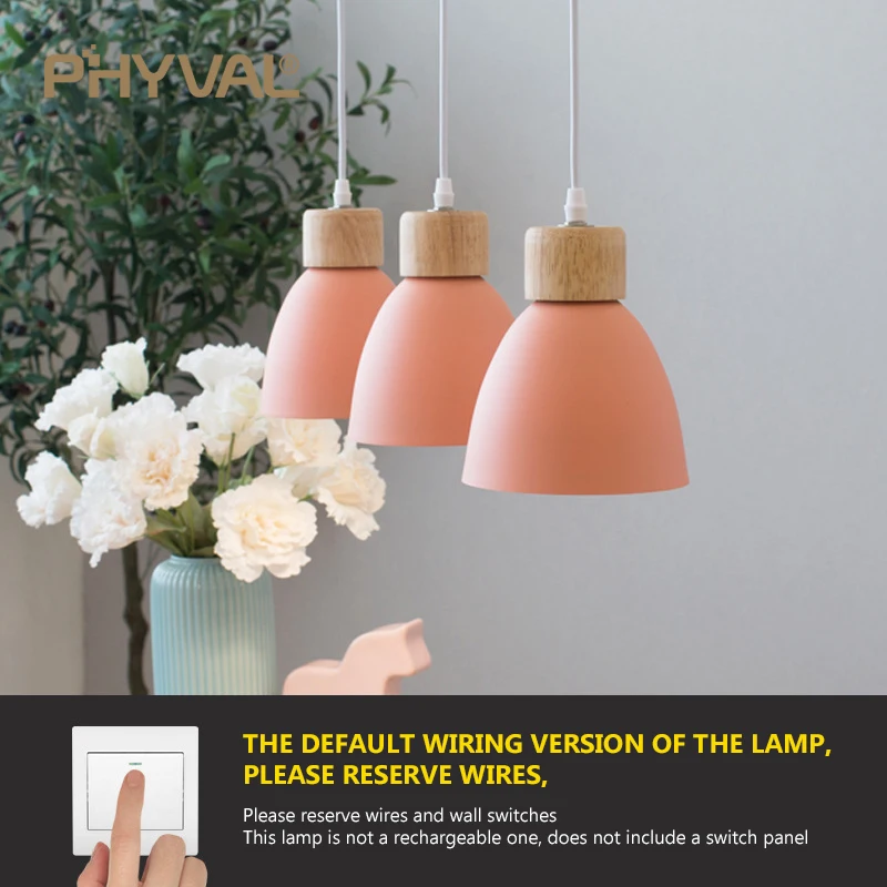 Pendant Lamps Chandelier Lighting 3 Heads Nordic Macaron E27 Creative Wooden Bedside Lights For Bedroom Study Cafe Bar Restaurant Decor