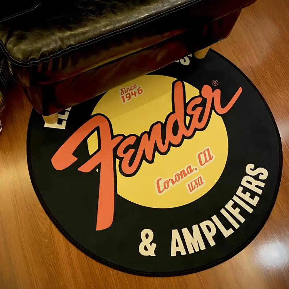 Printed Fender Guitar Flannel Music Carpet Anti slip Floor Mats for Home decore