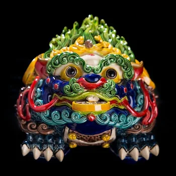 

Chinese Style Colors Lion Art Sculpture Ceramic Lucky Jin Chan Figurines Animals Statue Feng Shui Home Decoration R4194