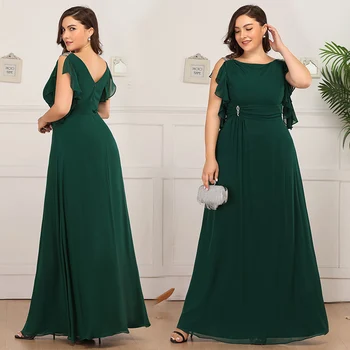

Evening Dress A-line Elegant Chiffon Gowns Long Floor-length Sleeveless Zipper Back For Evening Party Gowns Queen Abby