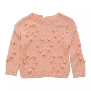 

Girls Sweater Spring and Autumn New Toddler Girl Pompoms Sweaters Kids Loose Knitted Tops 2019 New Hollow Love Children Sweater