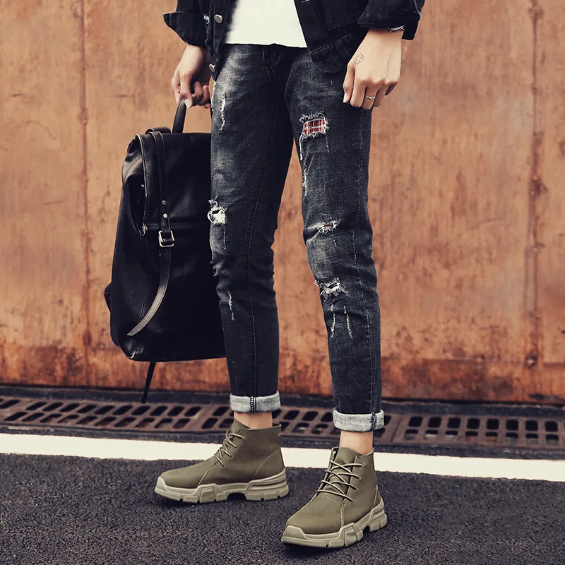 

Autumn And Winter Martin Boots Men's Boot Genuine Leather MEN'S Short Boots Trend Worker Boot England Hight-top Leather Boots