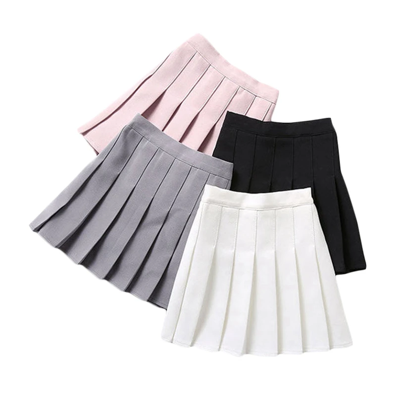 Плиссированные юбки для девочек Новинка года, розовая и белая детская юбка для подростков юбки-пачки для девочек с высокой талией, Детские повседневные юбки для От 2 до 13 лет GS68