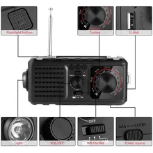 Погода радио Солнечный Кривошип NOAA для аварийной ситуации с AM/FM фонарик лампа для чтения и 2000 мАч Внешний аккумулятор светодиодный фонарик SOS