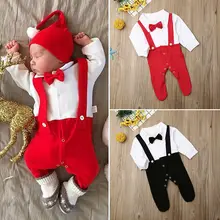Детский комбинезон для новорожденных мальчиков; вечерние комбинезоны с длинными рукавами; рубашка на лямках; комбинезон; одежда для детей 0-12 месяцев
