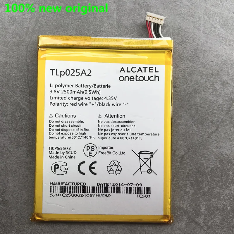 100% Высокое качество аккумулятор TLP025A2 2500 мАч для Alcatel One Touch Idol X + 6043D батареи TCL