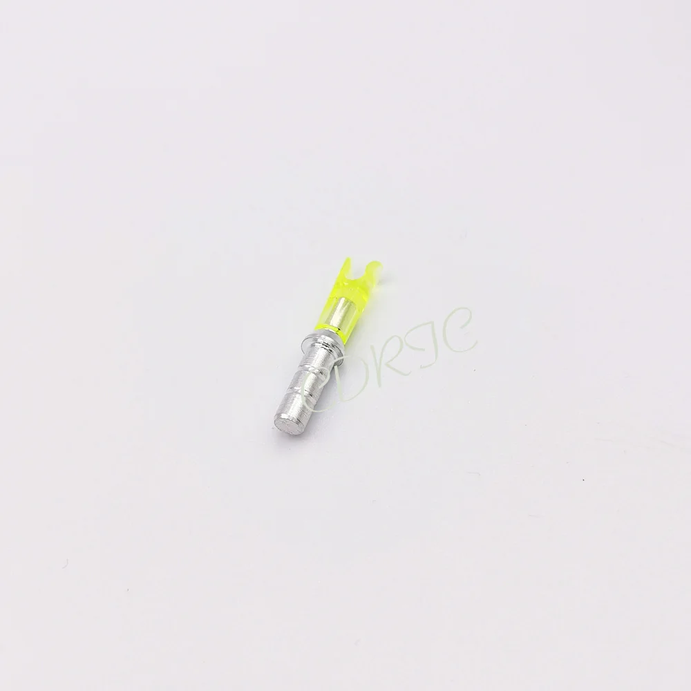 transparent yellow 50 шт Пластиковые стрелы Nock с алюминиевым штифтом диаметром 4,2 мм стрелы Охота стрельба из лука - Цвет: transparent yellow