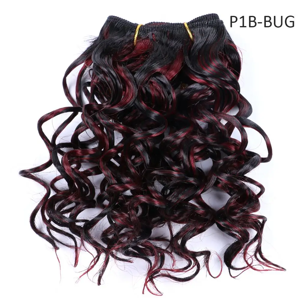 Synthetic Hair Ombre Hair Bundles Afro Kinky Curly Hair 8 Inch Short Synthetic Hair Weaving Afro Braiding Jerry Curl Extension
