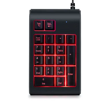 

USB Wired Numeric Keypad 19 Keys Mini Portable Numpad Waterproof Tricolor LED Backlight Keyboard for Computer Laptop PC