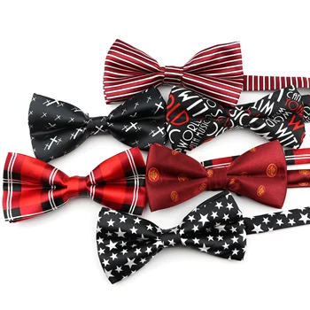 

Mens Striped Bow Tie Dot Bowtie Smooth Plaid Necktie Soft Polyester Star Butterfly Festival Striped Ties