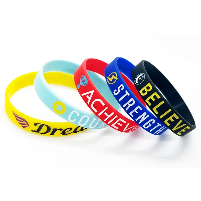Fun Express 24 Inspirational Sayings Rubber Bracelets - Dream, Love, Courage, Hope, Faith, Strength