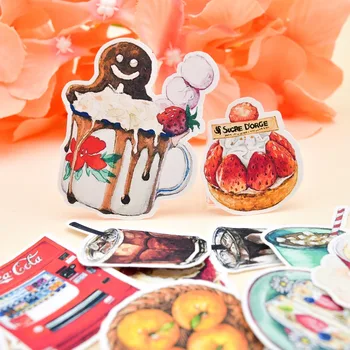 

42pcs Hand Drawing Delicacies Dessert ice drink watercolor sticker Diary Notebook Planner / Handbook DIY letter thin Paper Stick